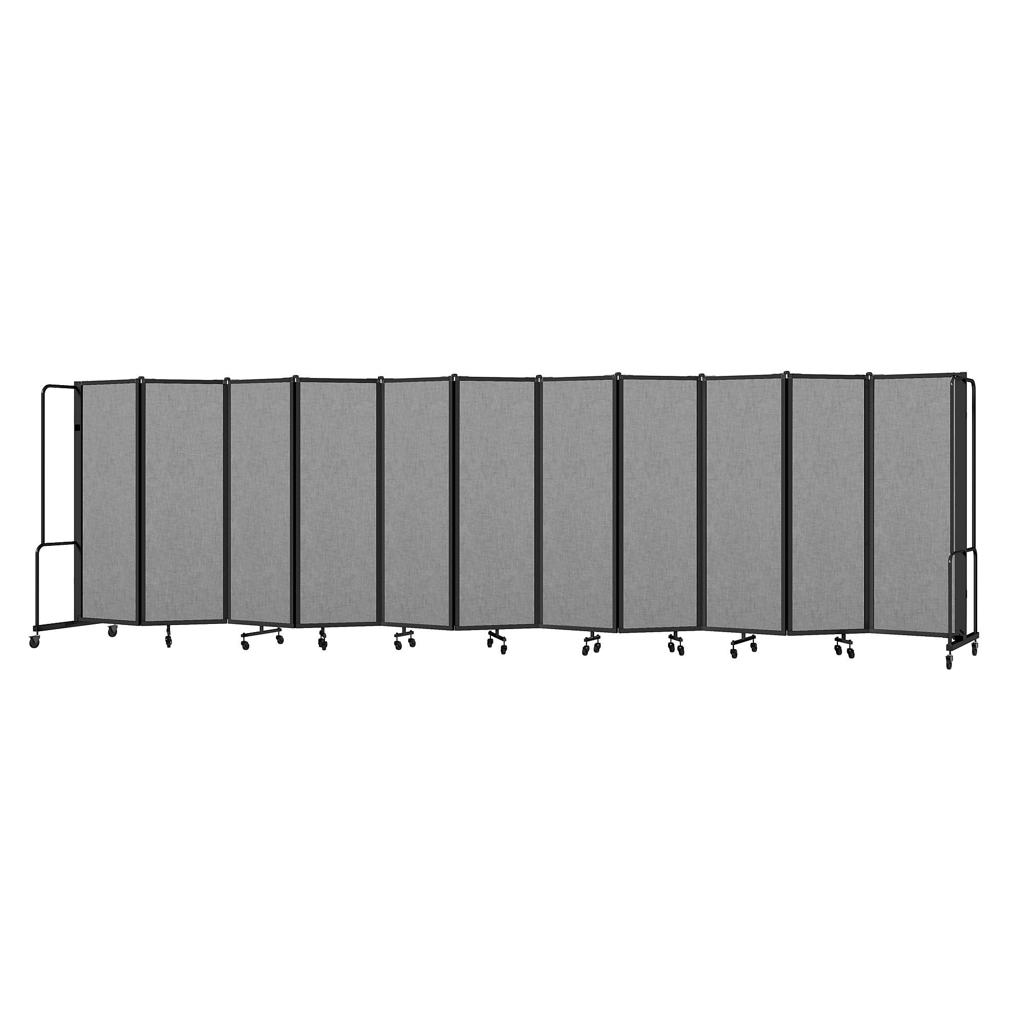 National Public Seating, Room Divider, 6ft.HT,11 Grey PET Panels,Black Frame, Material PET, Height 72 in, Width 27 in, Model# RDB6-11PT02